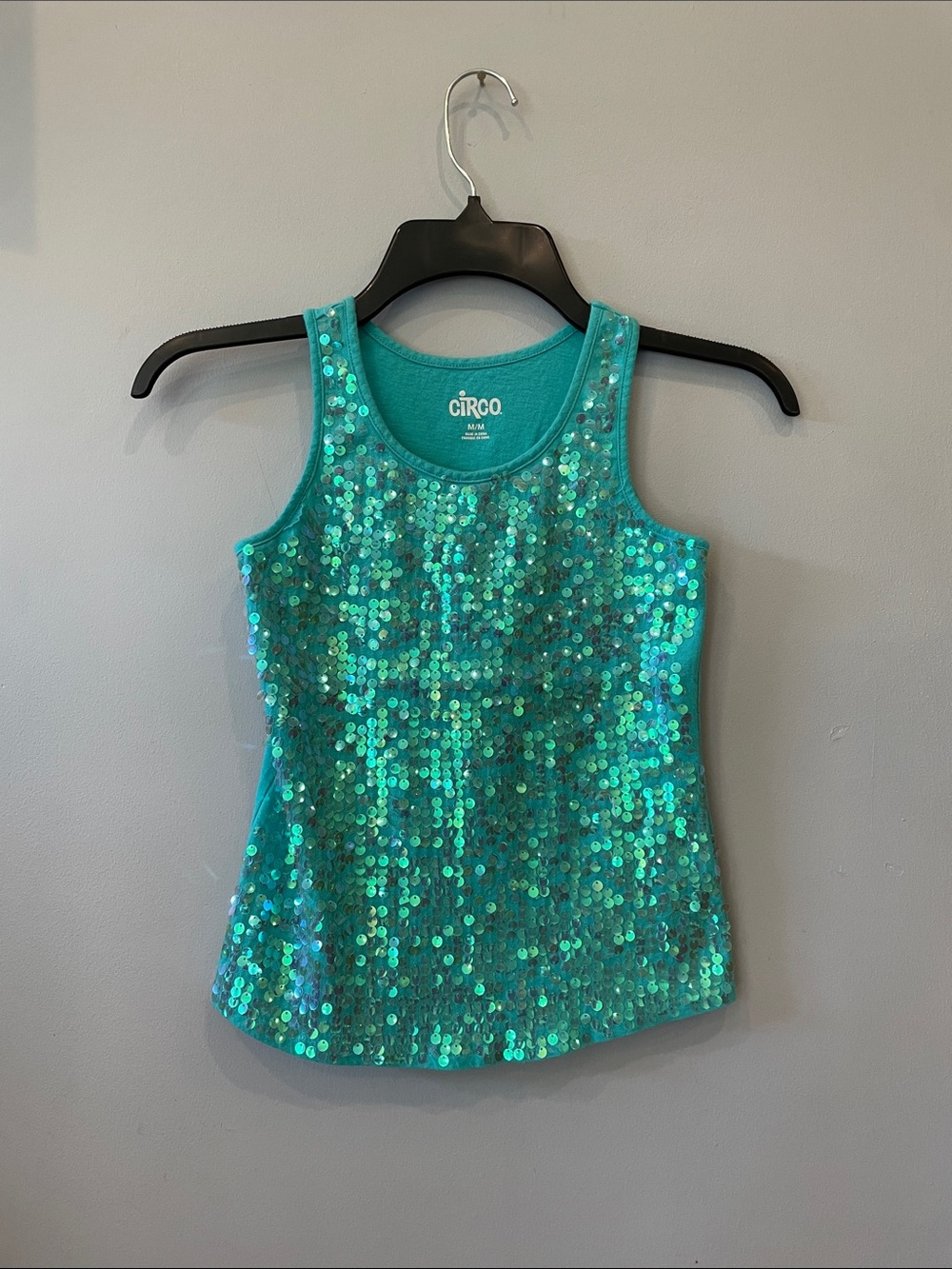 Circo Sparkling Teal Sequin Tanki girls medium